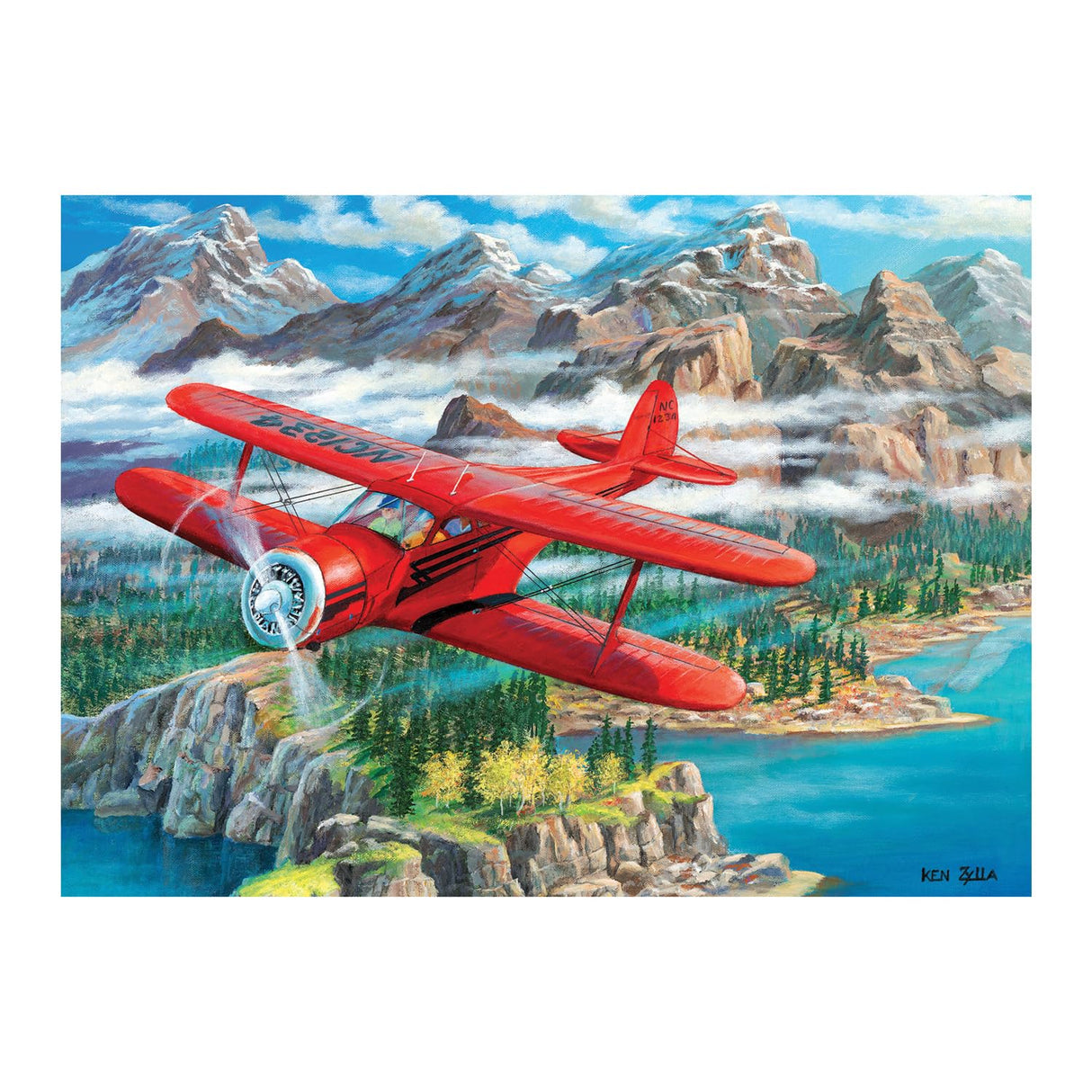 Cobble Hill 500 Piece Puzzle - Beechcraft Staggerwing - Sample Poster Included