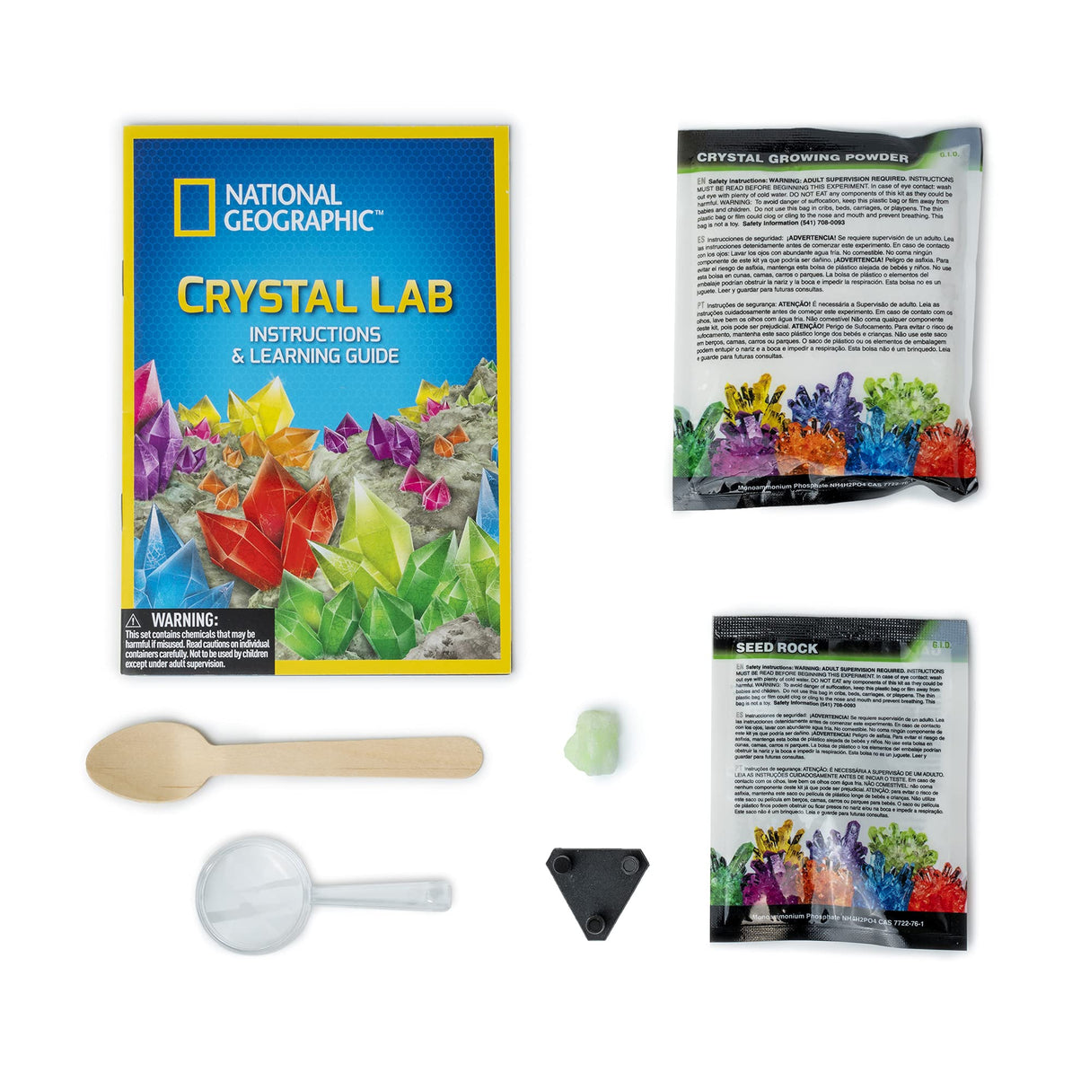 National Geographic Crystal Growing Kit for Kids - Educational Science Kits for Kids Age 8 with Green Glow in The Dark Crystals and Authentic Geode | STEM Gifts for 8 Year Old Boys and Girls