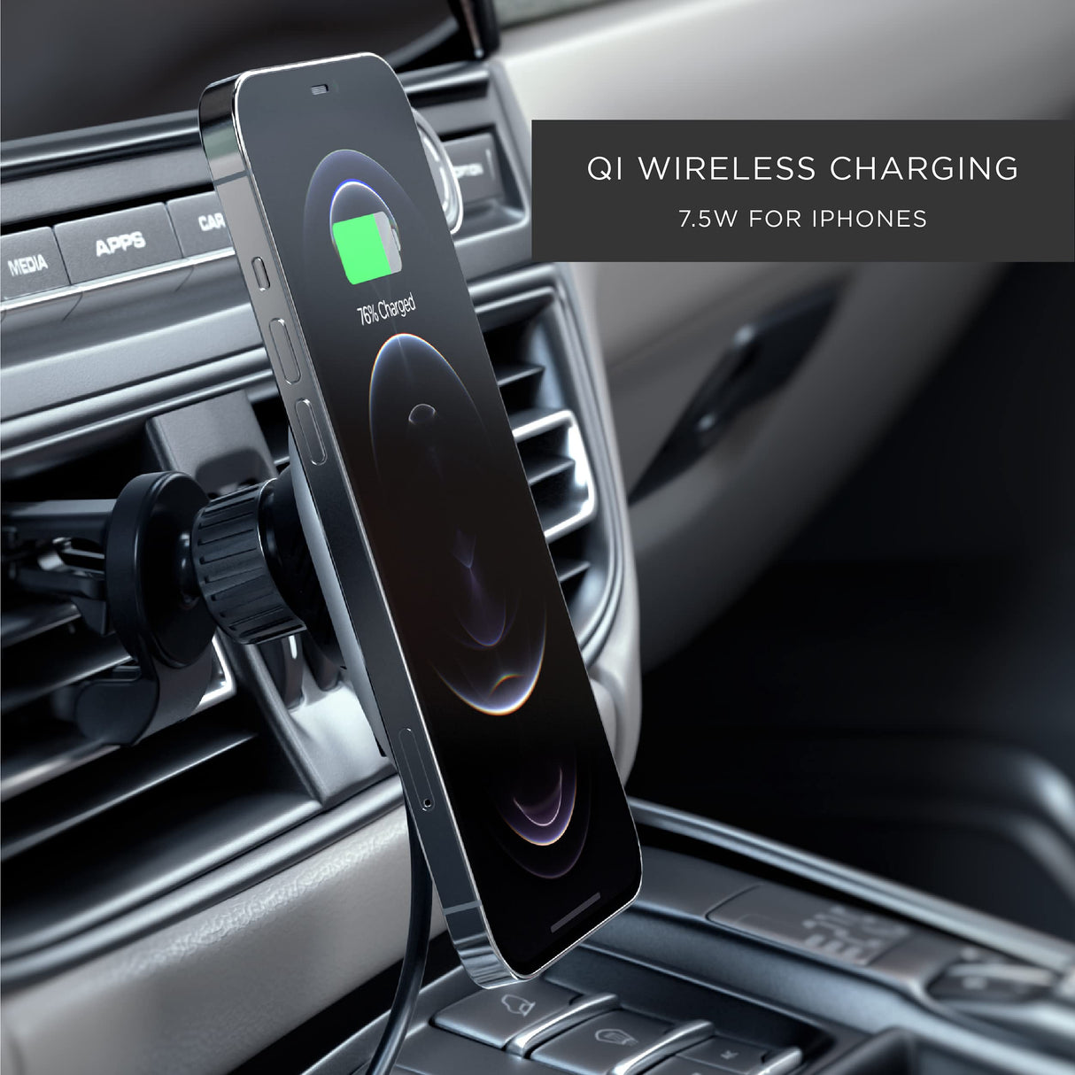 Satechi - Magnetic Wireless Car Charger - Space Gray