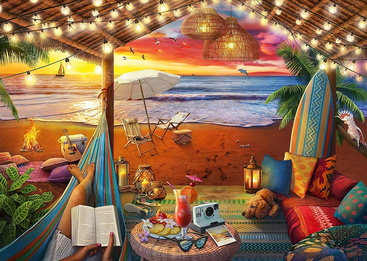 Ravensburger Cozy Cabana Puzzle - Tranquil 500-Piece Jigsaw | Unique Softclick Technology | Large Format | FSC-Certified Materials | Ideal Family Fun Activity