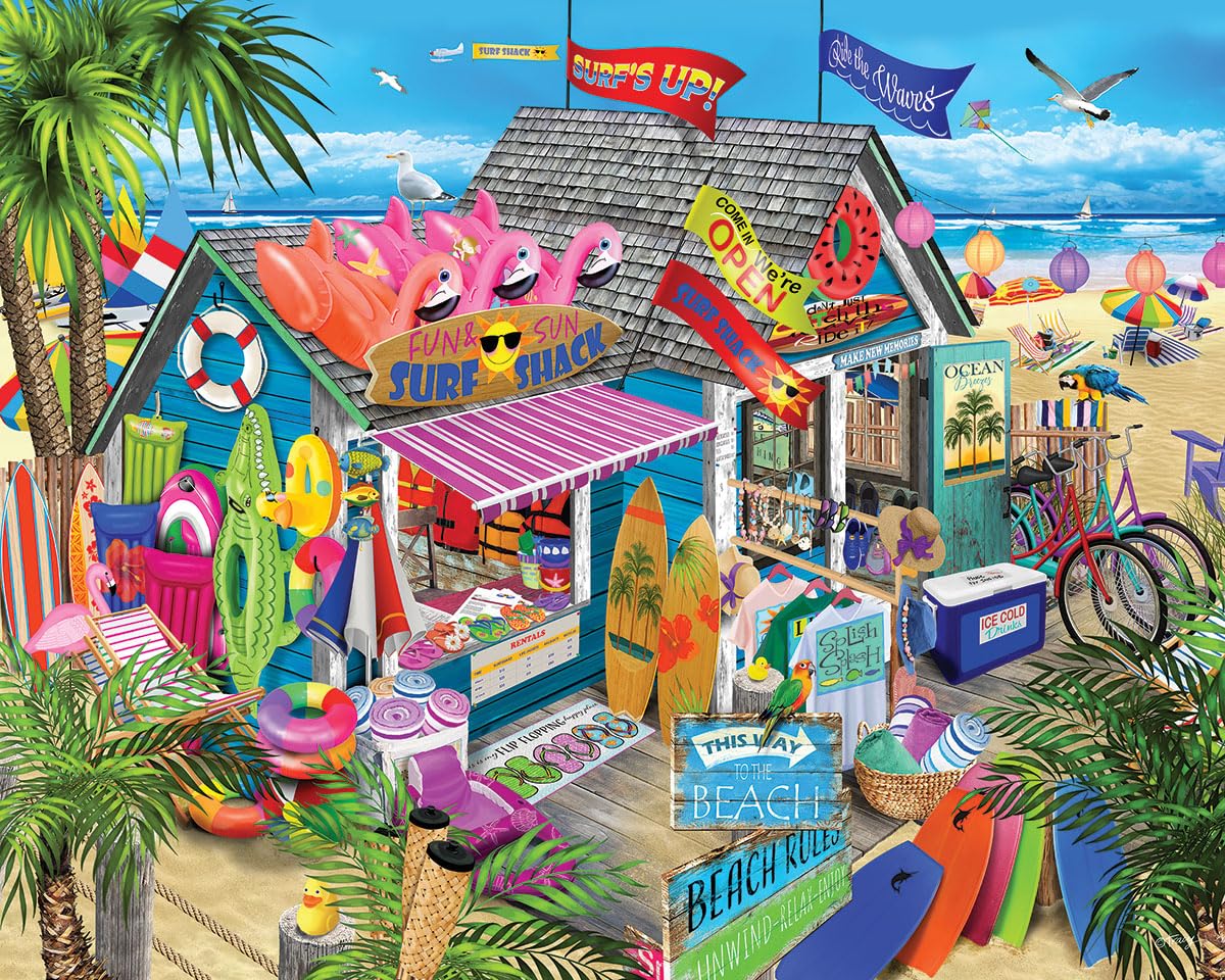 White Mountain Surf Shack 1000 Piece Jigsaw Puzzles Beach Summer Puzzle for Adults and Family