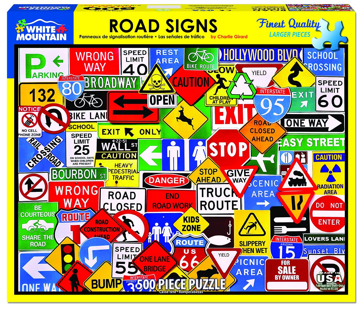 White Mountain Puzzles Road Signs - 500 Piece Jigsaw Puzzle