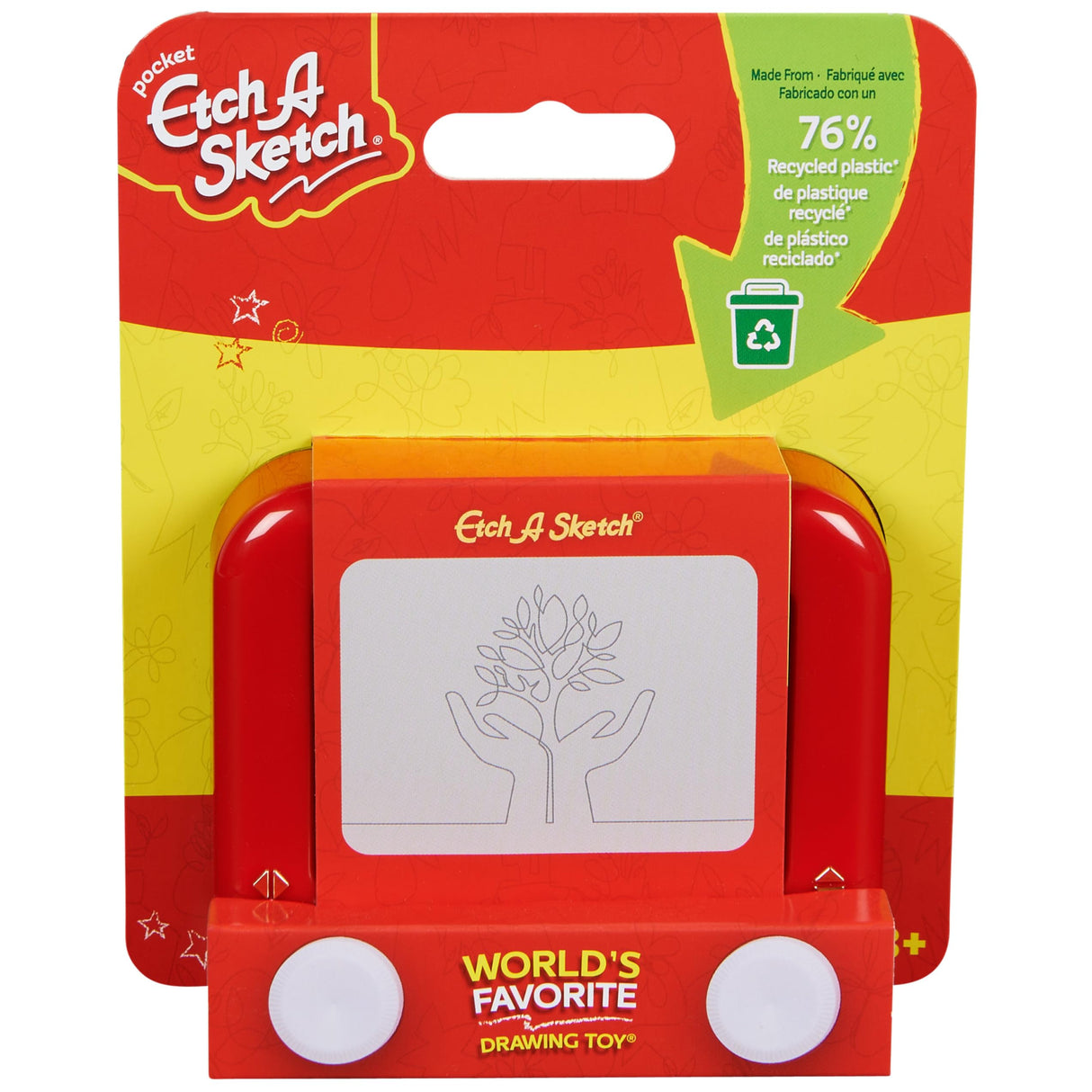 Etch A Sketch Pocket, 76% Recycled Plastic, Original Magic Screen, Sustainably-Minded Kids Travel Toy, Drawing Toys for Boys & Girls Ages 3+