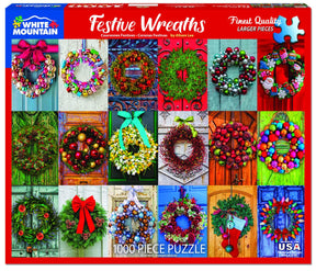 White Mountain Puzzles - Festive Wreaths - 1000 Piece Jigsaw Puzzle