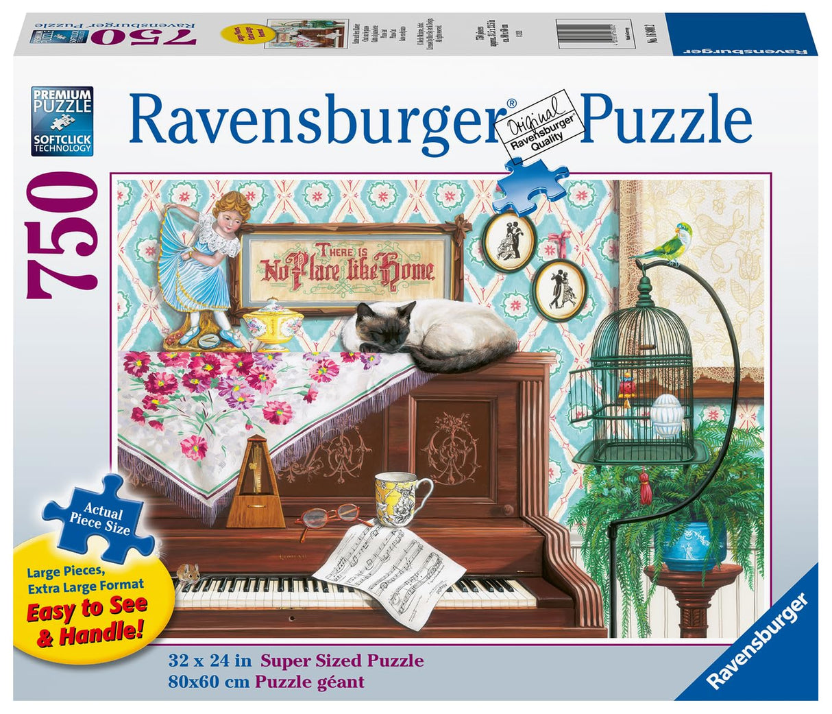 Ravensburger Piano Cat Jigsaw Puzzle - 750-piece Large Format | Unique Softclick Technology | Vibrant, Glare-Free Imagery | Sustainable Forestry Materials