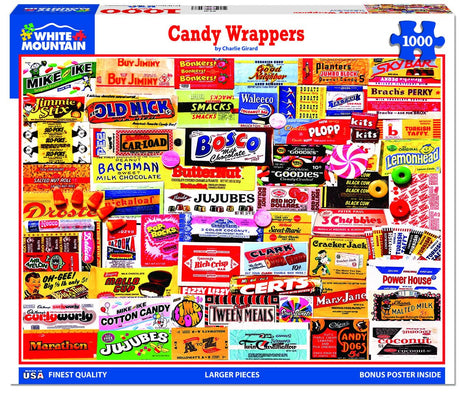 White Mountain Puzzles Candy Wrappers - 1000 Piece Collage Jigsaw Puzzle