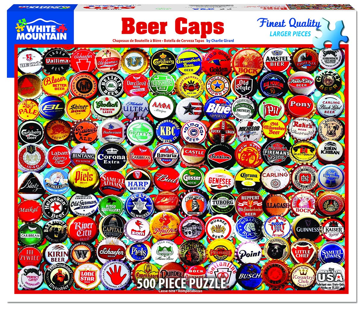 White Mountain Puzzles Beer Bottle Caps - 500 Piece Jigsaw Puzzle