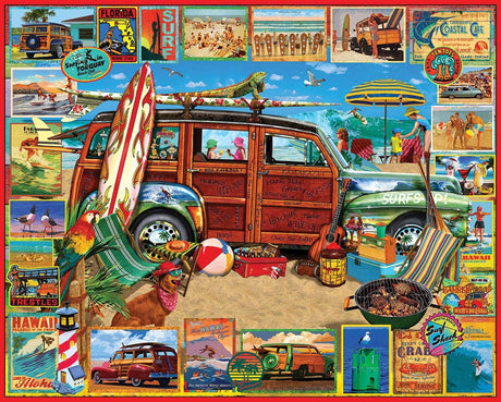 White Mountain Puzzles Surfin Woody- 1000 Piece Jigsaw Puzzle