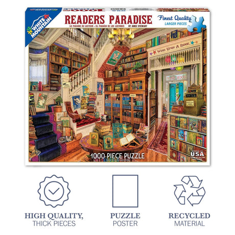 White Mountain Puzzles - Readers Paradise - 1000 Piece Jigsaw Puzzle - image 3