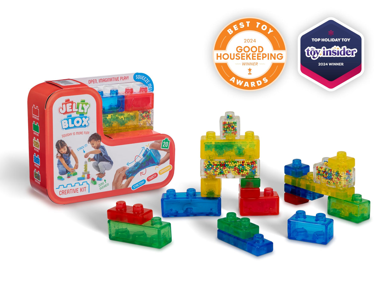 Goliath Jelly Blox Creative Kit | Includes 20 Blocks | Toddler & Preschool Building Blocks Kids Can Squeeze, Stretch, Squish | Safety Tested & Ouch-Free | Tactile, Sensory Play Toy for Ages 2+