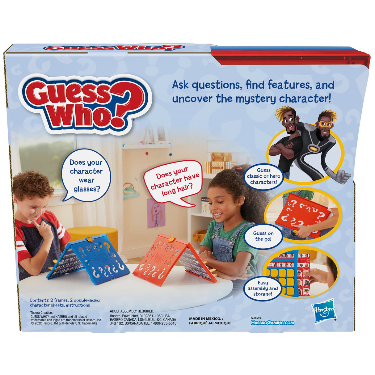 Hasbro Gaming Guess Who? Original,Easy to Load Frame,Double-Sided Character Sheet,2 Player Board Games for Kids,Guessing Games for Families,Ages 6 and Up