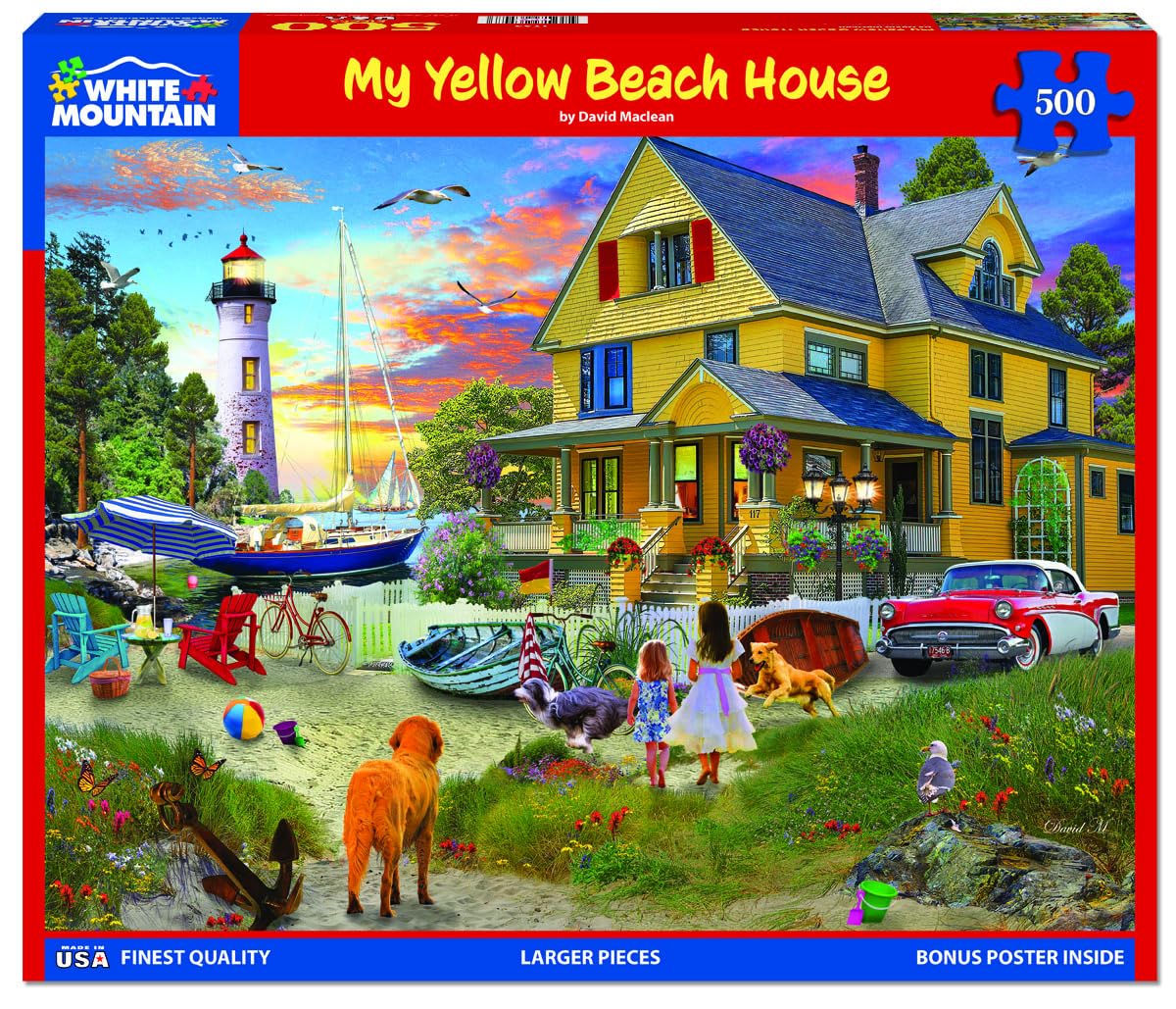 White Mountain My Yellow Beach House Summer Puzzles 500 Pieces Jigsaw Puzzle for Adults