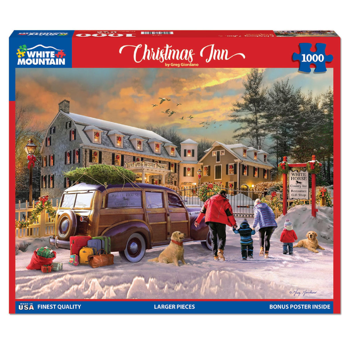 White Mountain Christmas Inn Winter Puzzles 1000 Pieces Theme Jigsaw Puzzle for Adults and Family