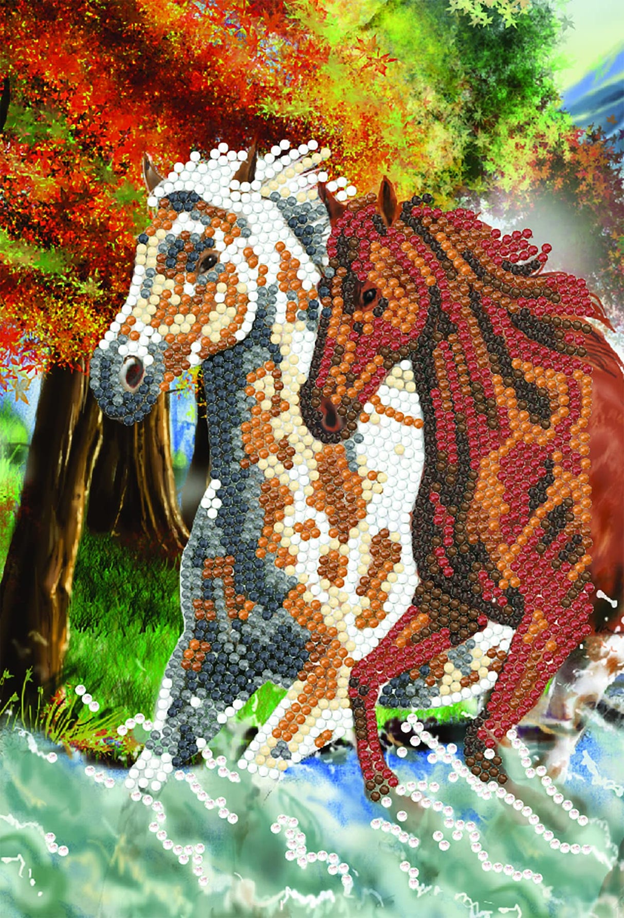 Crystal Art Diamond Painting Notebook - Wild Horses Notebook Kit - Create a Sparkling Notebook Cover using Crystals - For ages 8 and up