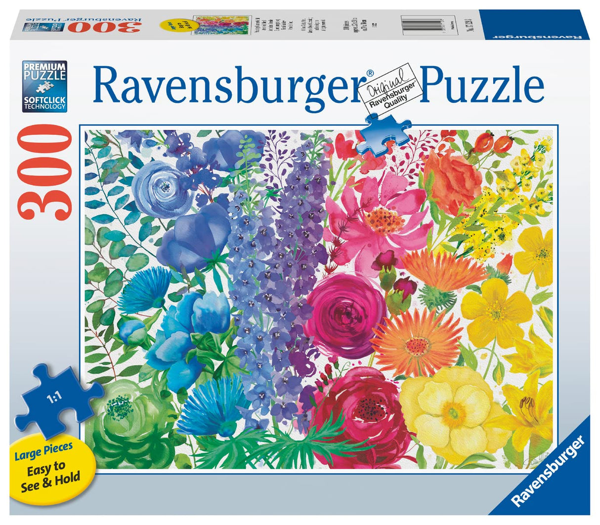 Ravensburger Floral Rainbow Puzzle - 300 Large Format Pieces | Unique Softclick Technology | Vibrant, Glare-Free Design | FSC-Certified Material