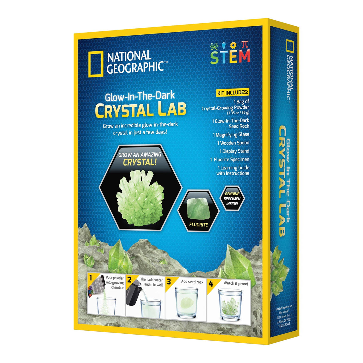 National Geographic Crystal Growing Kit for Kids - Educational Science Kits for Kids Age 8 with Green Glow in The Dark Crystals and Authentic Geode | STEM Gifts for 8 Year Old Boys and Girls