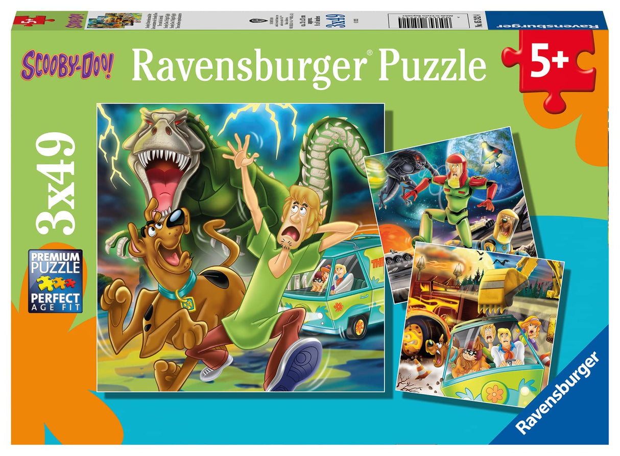 Ravensburger Scooby Doo: Three Night Fright - Kid-Friendly 3x49 Piece Jigsaw Puzzles Set | FSC-Certified | Engaging Imagery | Durable, Easy-to-Hold Pieces | Beneficial for Cognitive Development