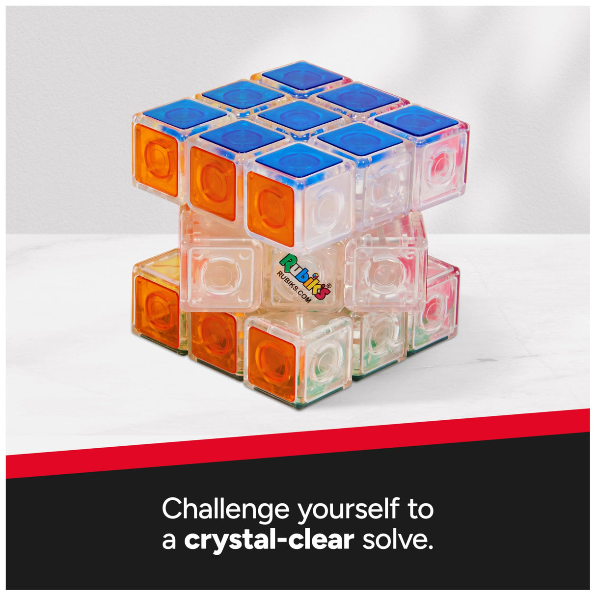 Rubik’s Cube, Crystal Cube, Transparent 3x3 Cube Color-Matching Brain Teaser Puzzle Game, Christmas Gifts for Kids, Stocking Stuffers, for Ages 8+