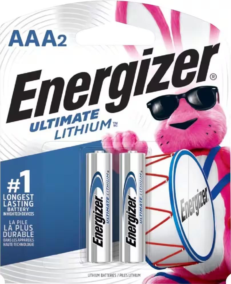 ENERGIZER AAA LITHIUM BATTERIES 2 PACK - CARTON OF 12