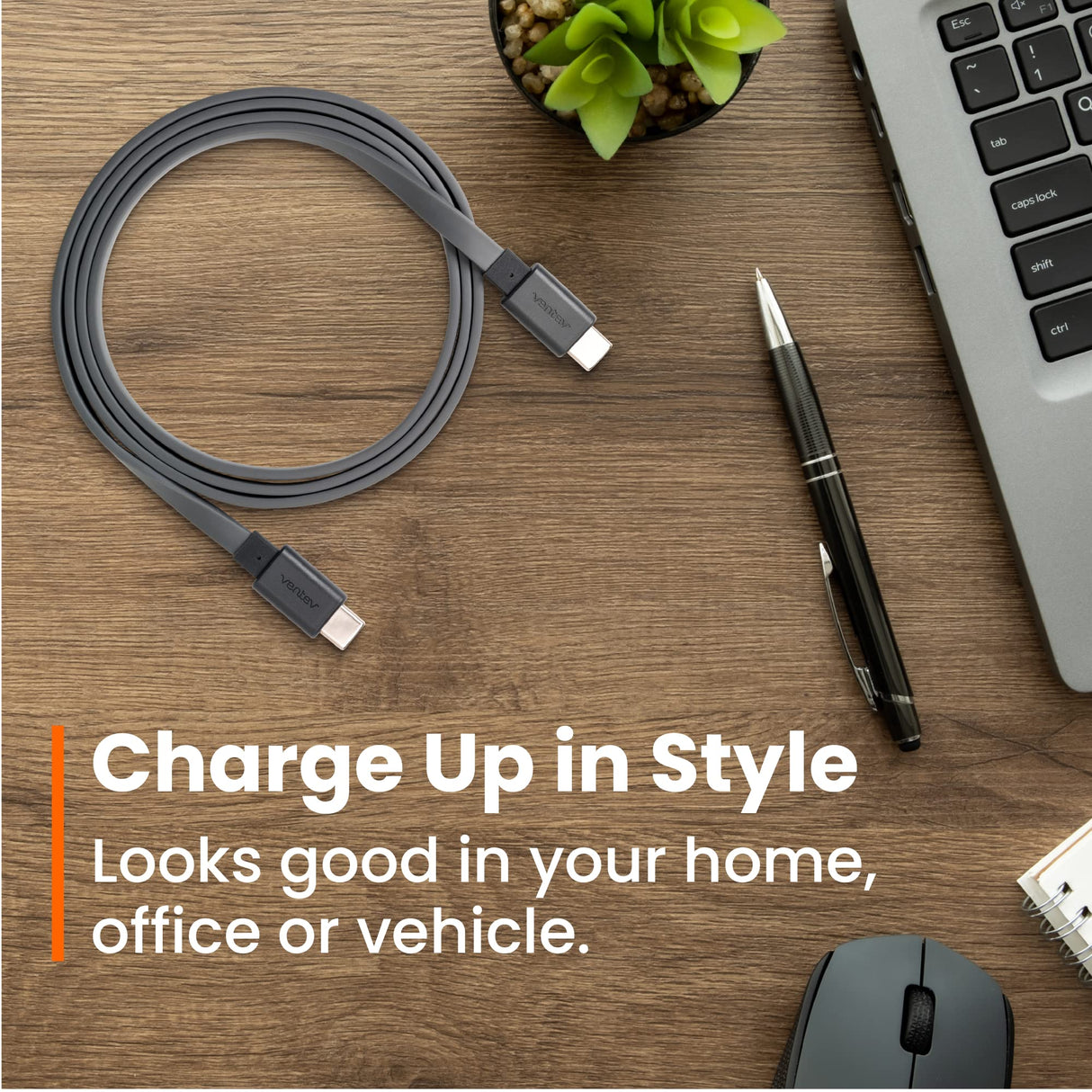 Ventev - Chargesync Usb C To Usb C 2.0 Cable 3.3ft - Gray