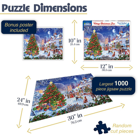 White Mountain Puzzles - Village Christmas Tree - 1000 Piece Jigsaw Puzzle - image 3