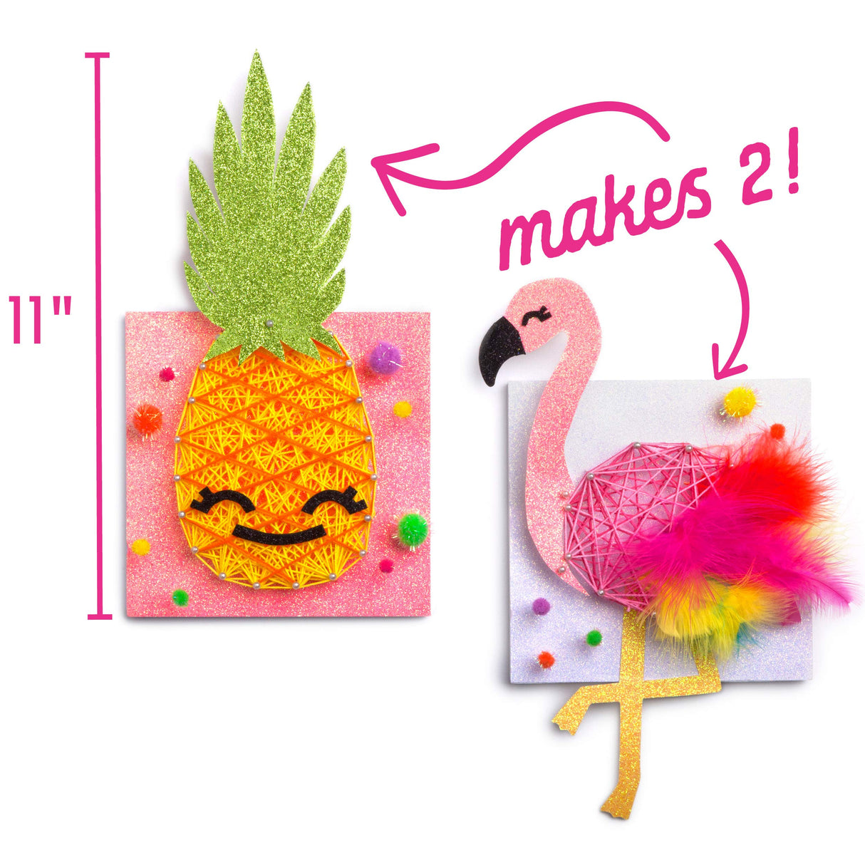 Craft-tastic DIY String Art – Craft Kit for Kids – Everything Included for 2 Arts & Crafts Projects – Features a Fun Flamingo & Pineapple Patterns