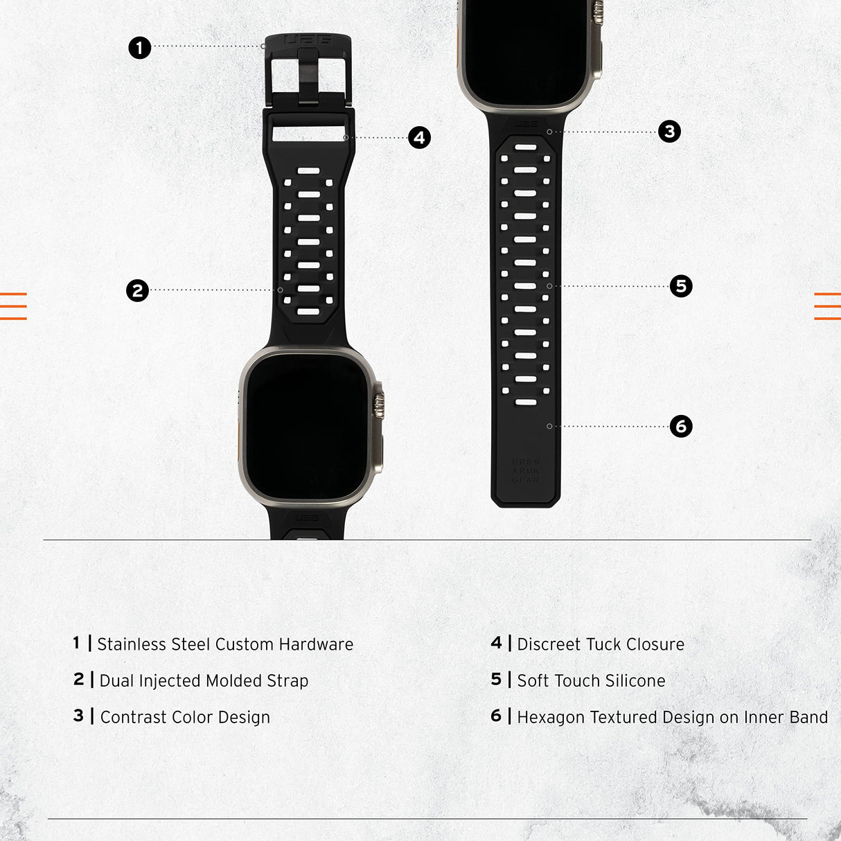 Urban Armor Gear (uag) - Civilian Strap For Apple Watch 42mm / 44mm / 45mm / 49mm - Graphite