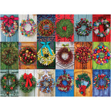 White Mountain Holiday Wreaths Christmas Puzzles 500 Pieces Jigsaw Puzzle for Adults and Family