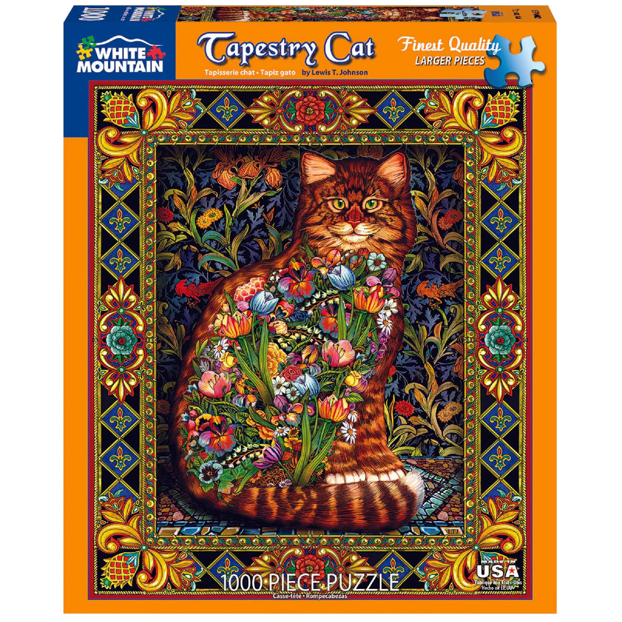 White Mountain Puzzles Tapestry Cat - 1000 Piece Jigsaw Puzzle