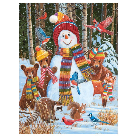 White Mountain Visiting The Snowman Winter Puzzles 500 Pieces Theme Jigsaw Puzzle for Kids Adults and Family