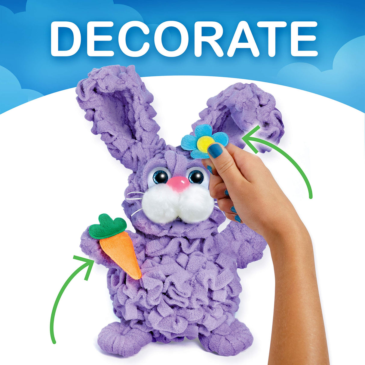 Creativity for Kids Finger Looping Bunny Craft Kit - Learn to Finger Knit for Kids - Make Your own Plush Bunny Toy