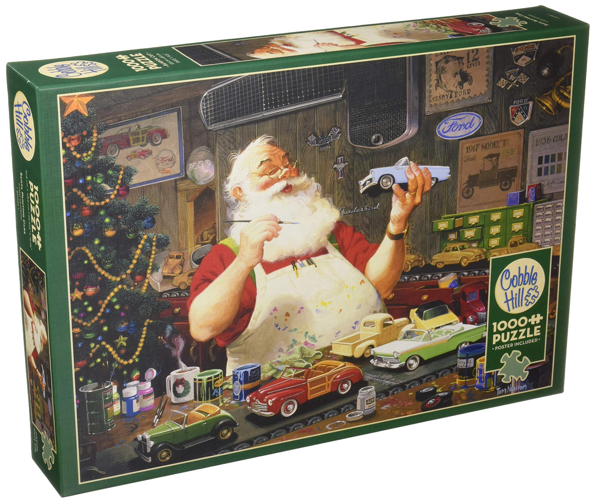 Cobble Hill 1000 Piece Puzzle - Santa Painting Cars