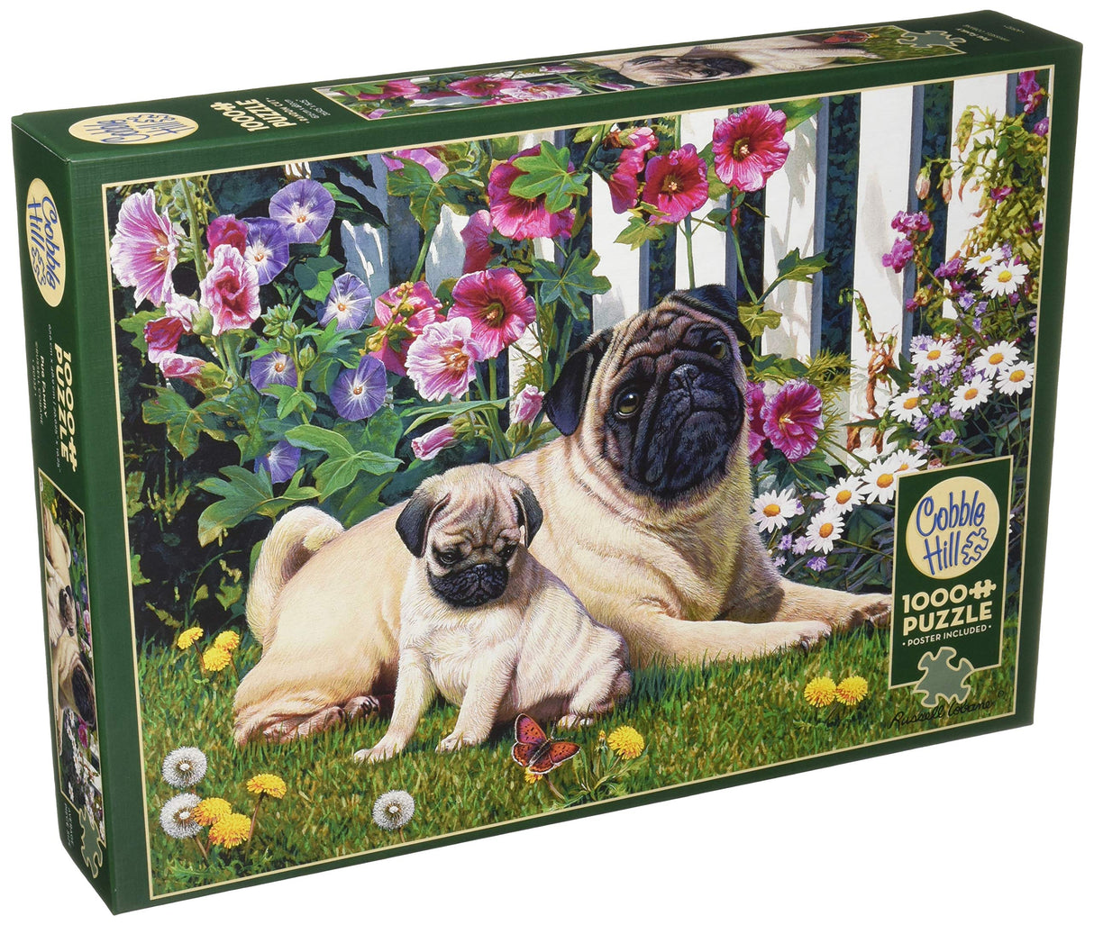 Cobble Hill 1000 Piece Puzzle - Pug Family - Sample Posters Included