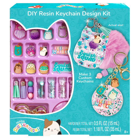 Fashion Angels Squishmallows Resin Keychain Design Kit, DIY Keychain Making Craft with Squishmallows Characters, Ideal Arts & Crafts Set for Kids