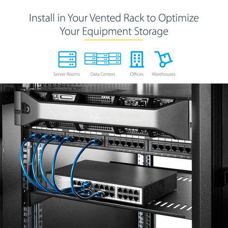 1U Server Rack Shelf - Vented Rack Mount Cantilever Tray for 19" Network Rack & Cabinet, 44lb/20kg, 10" Deep