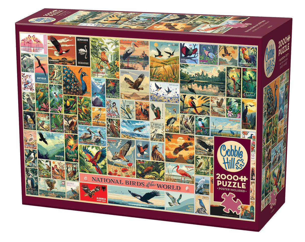 Cobble Hill 2000 Piece Puzzle - National Birds of The World - Sample Poster Included