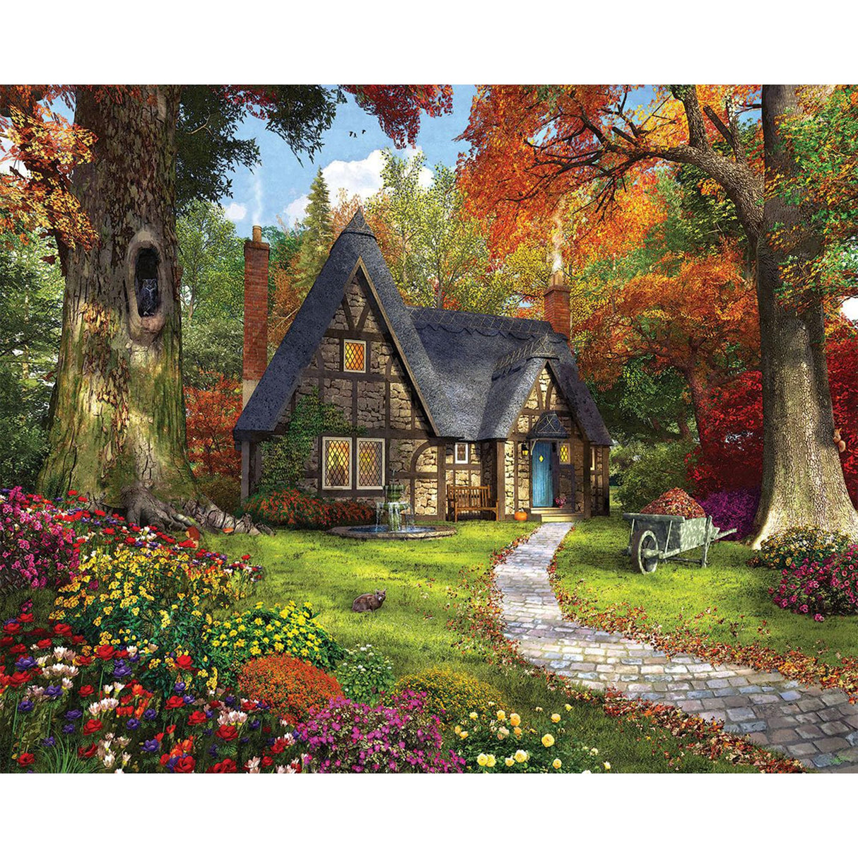 White Mountain Puzzles Autumn Cottage - 1000 Piece Jigsaw Puzzle