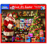 White Mountain Look It's Santa Christmas Puzzles 1000 Pieces Winter Theme Jigsaw Puzzle for Kids Adults and Grandparents