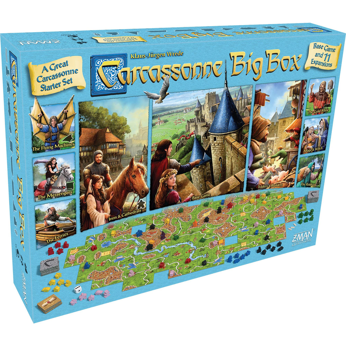 Carcassonne Board Game Big Box Edition (2017) - Explore a World of Variety and Strategy! Includes Base Game + 11 Expansions, Ages 7+, 2-6 Players, 45 Minute Playtime, Made by Z-Man Games