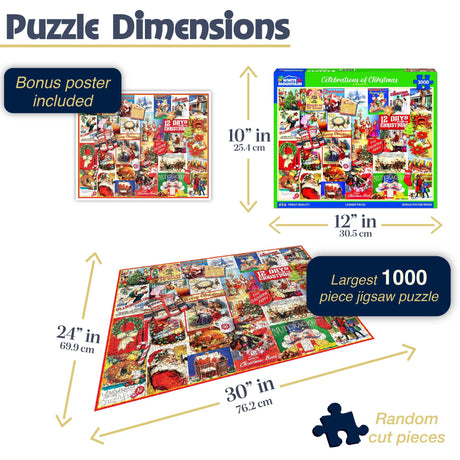White Mountain Puzzles - Celebrations of Christmas - 1000 Piece Jigsaw Puzzle - image 3