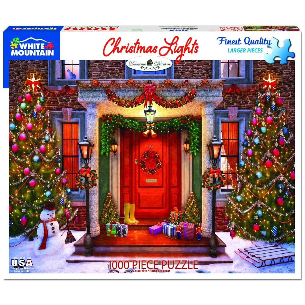 White Mountain Christmas Lights Christmas Puzzles 1000 Pieces Jigsaw Puzzles for Winter