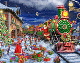 Springbok- Santa Express - 1000 Piece Jigsaw Puzzle- Colorful Holiday Train Illustration with Santa, Elves and Presents