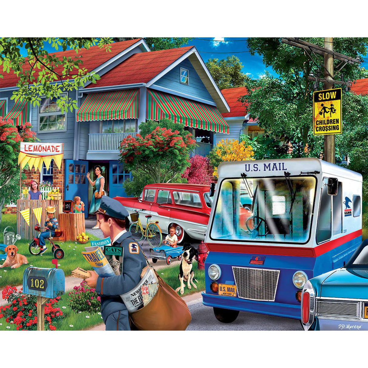 White Mountain It's The Mailman Puzzles for Adults 1000 Pieces Jigsaw Puzzle for Summer