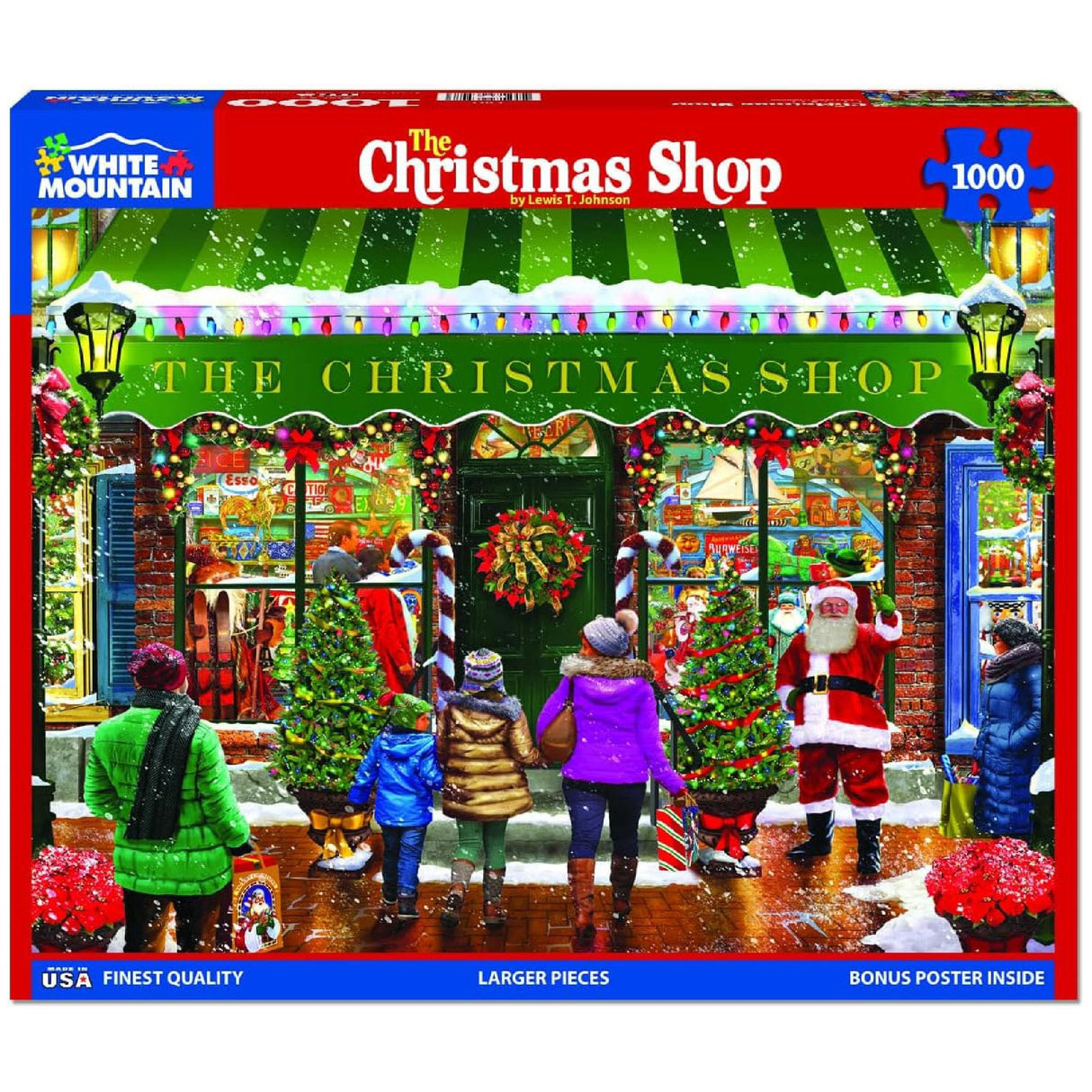 White Mountain The Christmas Shop Christmas Puzzles 1000 Pieces Fun Winter Theme Jigsaw Puzzle for Adults and Kids