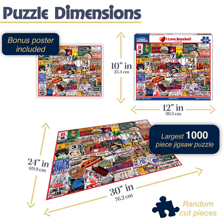 White Mountain Puzzles - I Love Baseball - 1000 Piece Jigsaw Puzzle - image 3