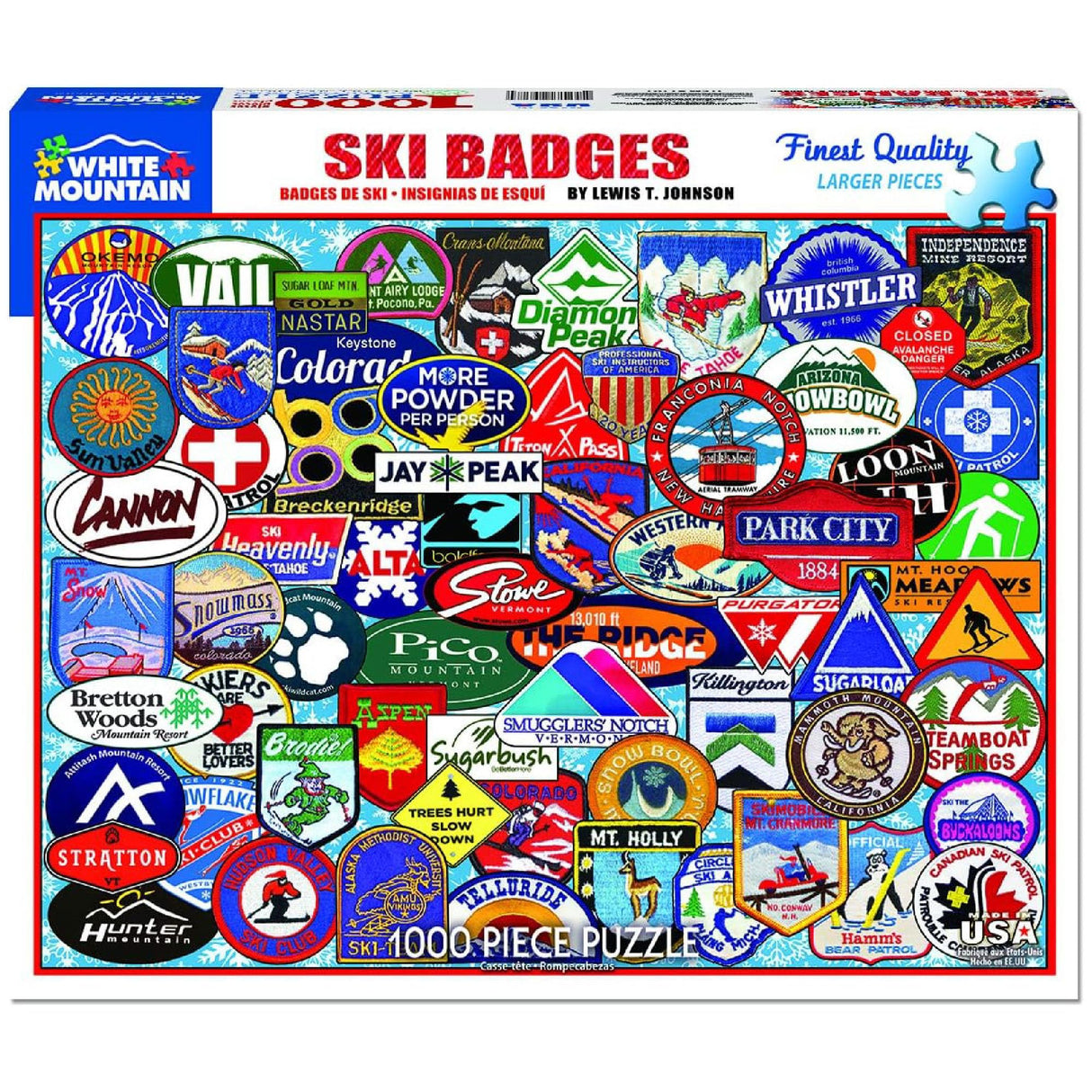 White Mountain Puzzles Ski Badges - 1000 Piece Jigsaw Puzzle