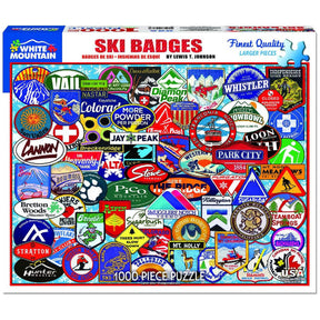 White Mountain Puzzles - Ski Badges - 1000 Piece Jigsaw Puzzle