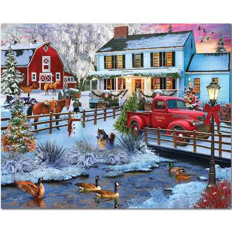 White Mountain Christmas on The Farm Christmas Puzzles 1000 Pieces Jigsaw Puzzle for Adults and Families