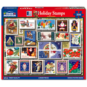 White Mountain Puzzles - Holiday Stamps - 500 Piece Jigsaw Puzzle