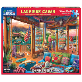 White Mountain Puzzles - Lakeside Cabin - 1000 Piece Jigsaw Puzzle